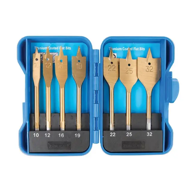 Zestaw płaskich bitów tytanowych, 7 szt. 10 - 32 mm - Silverline