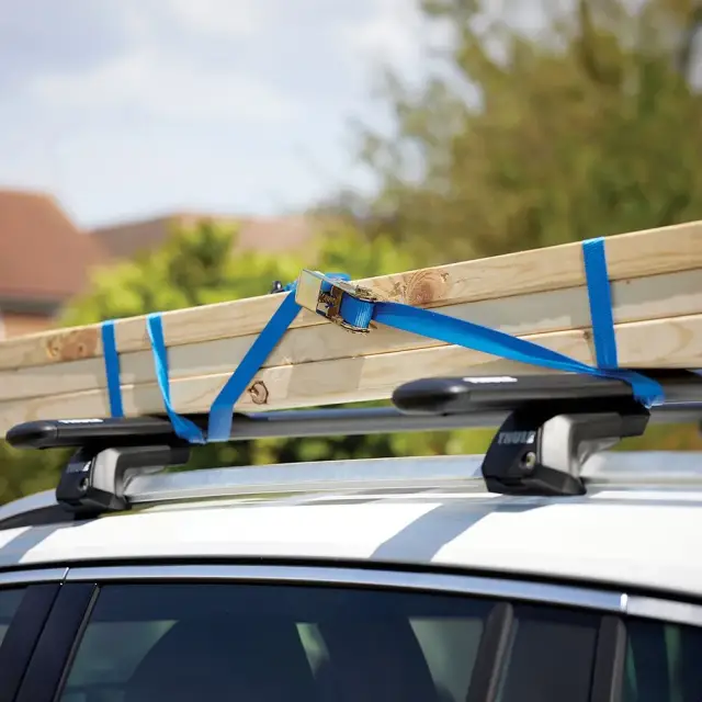 Pasy transportowe z hakiem typu S, 4 szt. 4 m x 25 mm - Mierzone 350 kg, udźwig 700 kg - Silverline