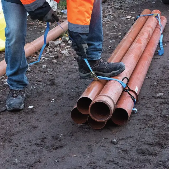 Pasy transportowe z hakiem typu S, 4 szt. 4 m x 25 mm - Mierzone 350 kg, udźwig 700 kg - Silverline