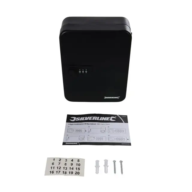 Zamykana szafka na 20 kluczy, 3-cyfrowy 200 x 160 x 75 mm - Silverline