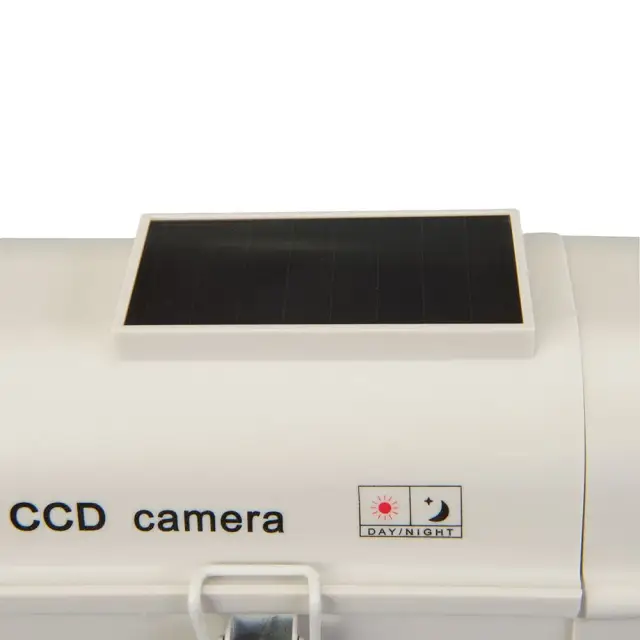 Atrapa kamery monitorującej CCTV z modułem solarnym i lampką LED Zasilana słonecznie - Silverline