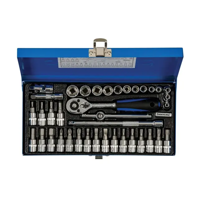 Zestaw metrycznych kluczy nasadowych 1/4 cala, 38 elementów 38 szt. - Silverline