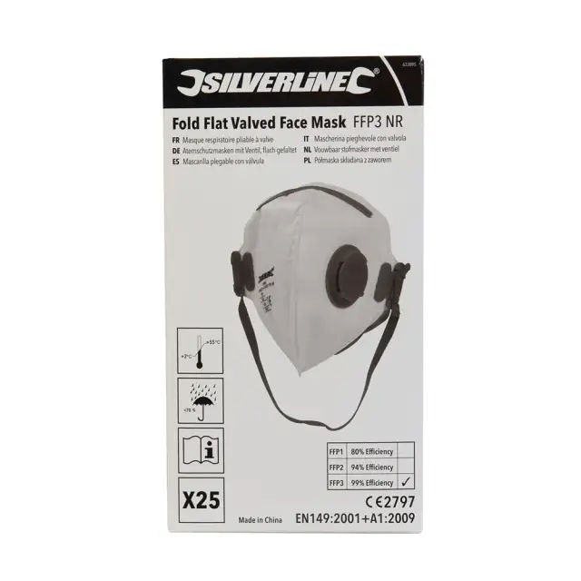 Jednorazowa półmaska z zaworem, klasy FFP3, opakowanie zbiorcze 25 szt. FFP3 NR - Silverline