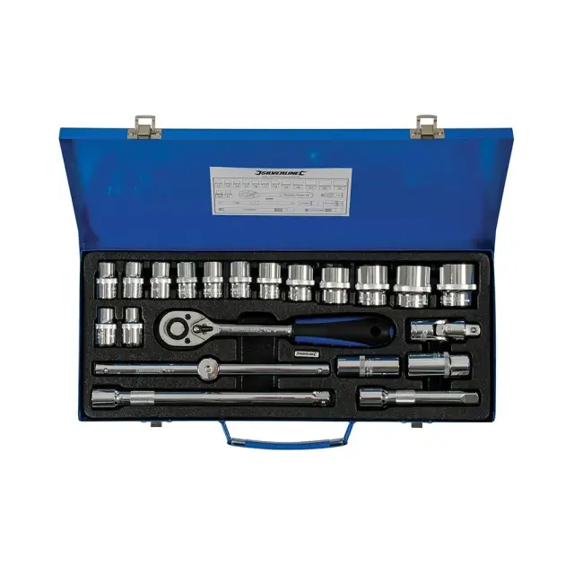 Zestaw metryczny kluczy nasdowych 1/2 cala, 21 elementów 10 - 32 mm - Silverline
