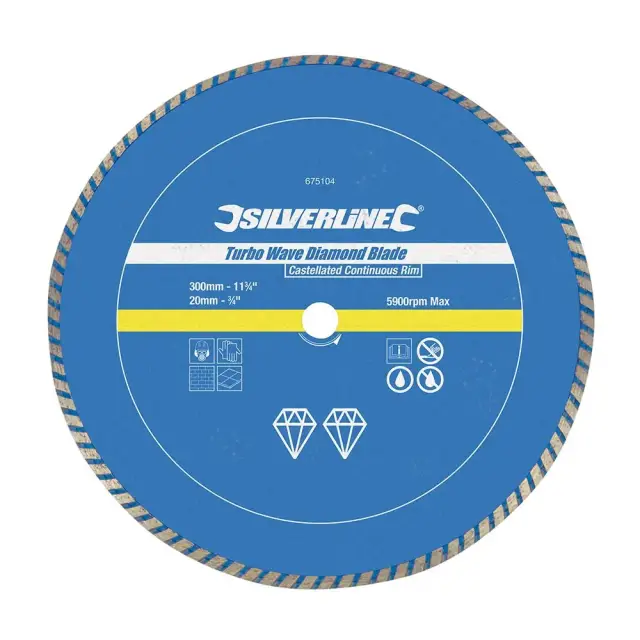 Tarcza diamentowa Turbo 300 x 20 mm ażurowa obręcz ciągła - Silverline