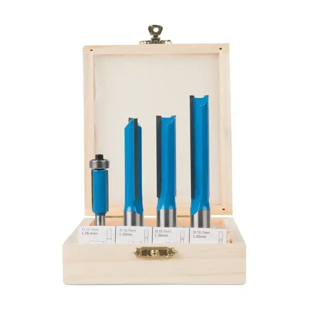 Zestaw frezów trzpieniowych prostych, 4 szt. 1/2 cala / 1/4 cala - Silverline