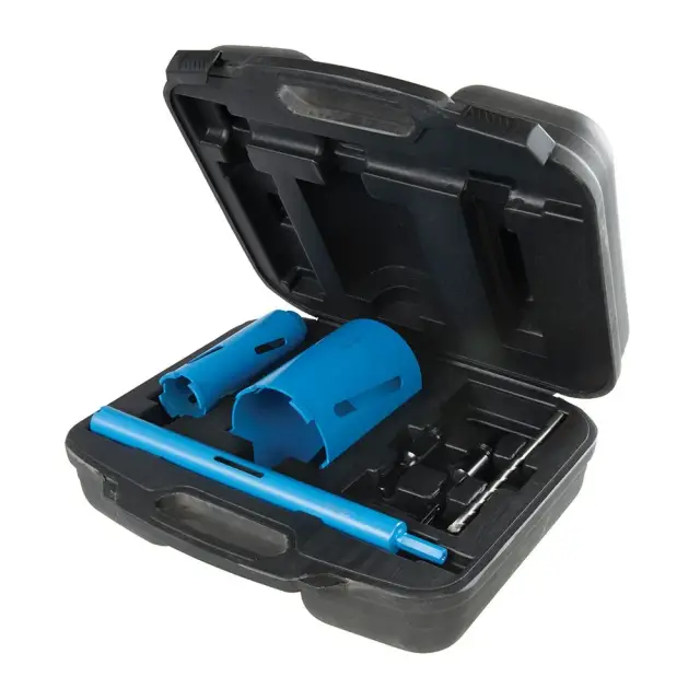 Zestaw 3 diamentowych wierteł rdzeniowych, komplet 7 elem. 28, 52 oraz 107 mm - Silverline