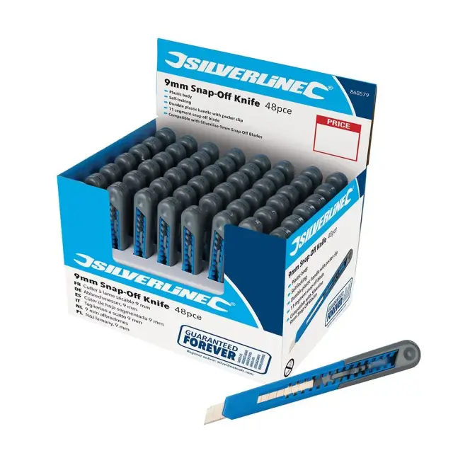 Nóż łamany - 9 mm, opakowanie zbiorcze 48 sztuk 48 szt. - Silverline