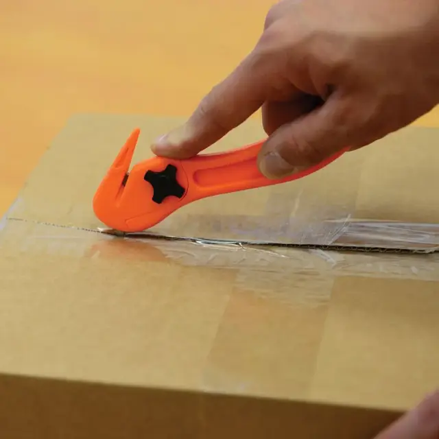 Jaskrawy nóż z ukrytym ostrzem do cięcia folii 150 mm - Silverline