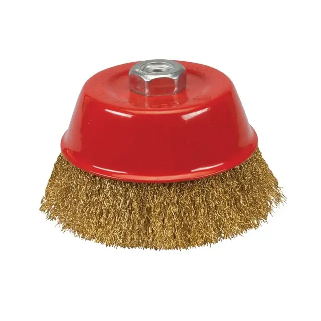 Szczotka doczołowa ze stalowego drutu mosiądzowanego 125 mm - Silverline
