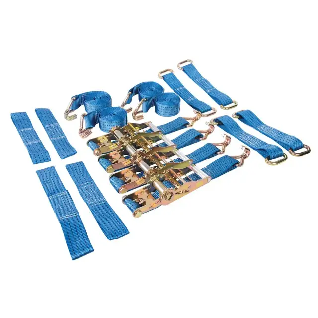 Zestaw do mocowania samochodu na lawecie z aluminiowymi felgami, 16 część. 3 m x 50 mm - Mierzone 2000 kg, udźwig 4000 k