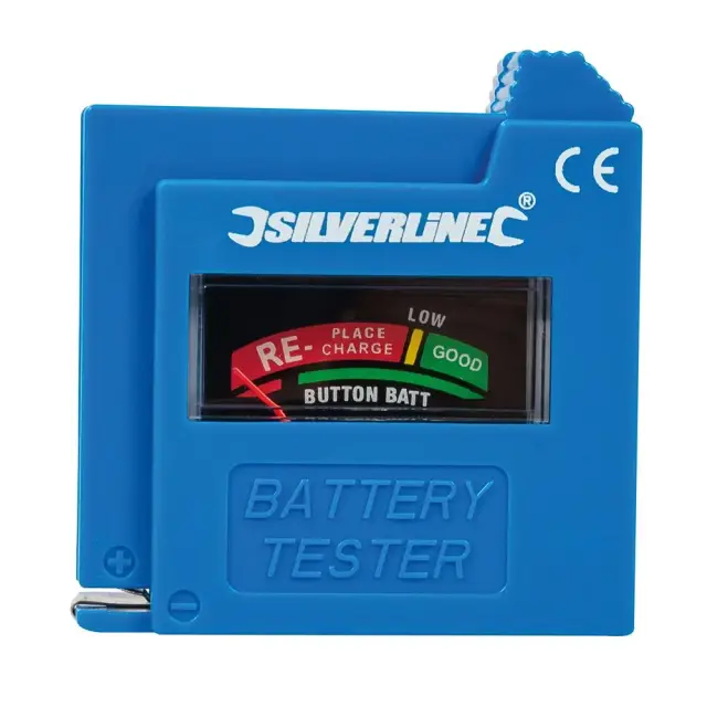 Kompaktowy tester baterii Baterii guzikowych AAA, AA, C, D, 9 V, LR1, A23 - Silverline
