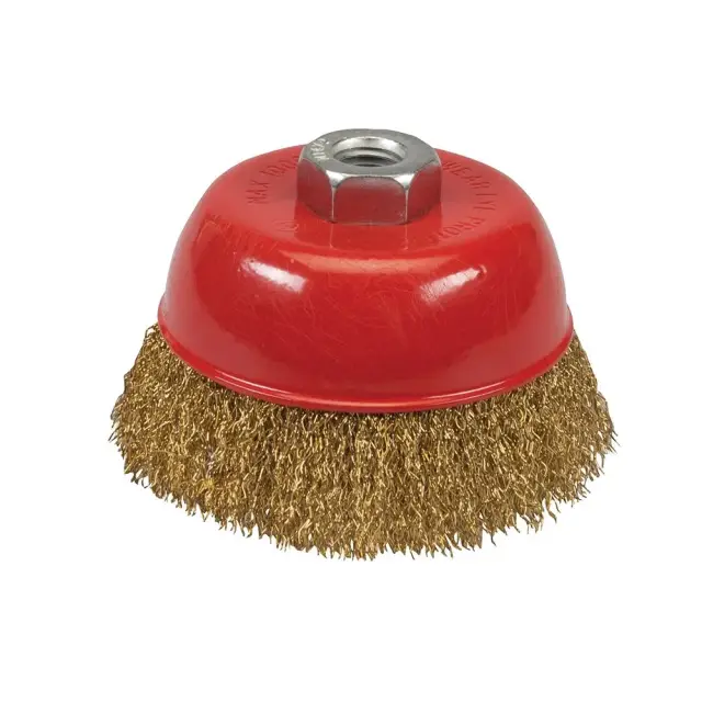 Szczotka doczołowa ze stalowego drutu mosiądzowanego 100 mm - Silverline