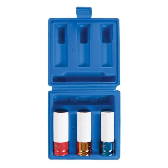 Zestaw kluczy nasadowych udarowych do felg 3 szt. 1/2 cala / 17, 19 i 21 mm - Silverline